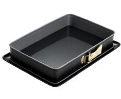 Dr. Oetker 1122 Back-Idee Moule à Charnière Rectangulaire avec Fond Plat Émail Noir 38 x 25 x 7 cm