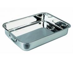Ibili 651440 Plat à rôtir en Inox avec anses pliantes métalliques 40x28x7 cm Clásica