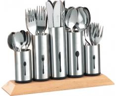 Esmeyer 610-217 Porte-couverts avec 5 pots fixes inox 12 couteaux, 12 fourchettes, 12 cuillères, 12 cuillères à café et 12 fourchettes à dessert