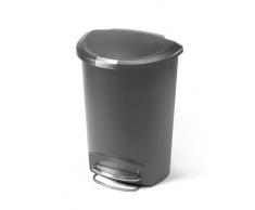 Simplehuman CW1357 50 litres, Poubelle Demi-Lune à pédale, Gris Noir, 50L