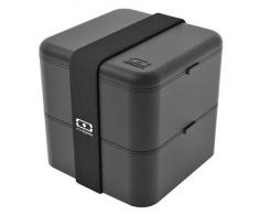 monbento - MB Square Noir bento box - Lunch box hermétique 2 étages - Boîte repas idéale pour le travail/école - sans BPA - durable et sûre