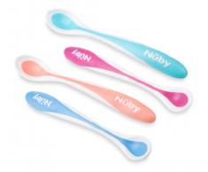Nûby Couverts - 4 cuillères thermosensibles avec bord doux en TPE +3 mois - Coloris aléatoire