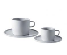 Alessi Ajm28/76 Platebowlcup Tasse à Moka en Porcelaine Blanche, Set de 4 Pièces