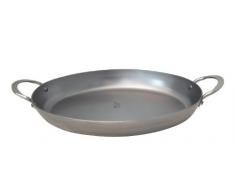De Buyer 5651.36 'Mineral B Element' Plat à Rôtir Ovale - Revêtue de Cire d'Abeille - Tôle d'Acier Blanche - avec 2 Anses Inox - 36 x 24 cm