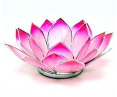 Photophore Lotus en coquille de Capiz - Rose et argent