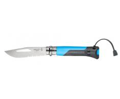 OPINEL - NÂ°08 Outdoor Bleu - Couteau Pliant de Poche - Couteau de Poche en Acier Inoxydable - Lame Inox 8,5 cm avec DÃ©manilleur - Manche en PolymÃ¨re Waterproof Sifflet Inclus - Anthracite et Bleu