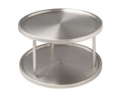 WENKO Plateau tournant Duo - 2 tablettes de rangement rotatives, Acier inoxydable, Ã 26.5 x 15.5 cm, Argent mat