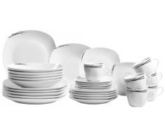 Domestic 926421 Lot de 30 Pièces Service de Table et Café Porcelaine Blanc