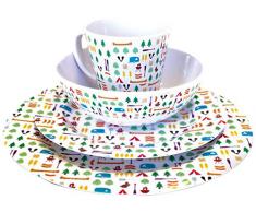 OLPro Berrow Hill Service de table en melamine 16 pieces Multicolore