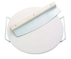 Leifheit 03159 Pierre à Pizza Rond Céramique/Métal Blanc