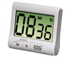 Xavax Minuteur de cuisine Countdown (avec minuterie et fonction chronomètre, fixation via un aimant, une pince, un support ou un support, à piles, numérique) Blanc/Gris