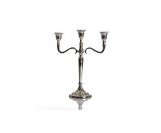 Bougeoir chandelier 3 branches en métal - Style baroque - coloris ARGENT