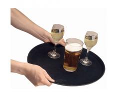 Kristallon Plateau antidérapant rond Noir 356 mm en fibre de verre Plat de service