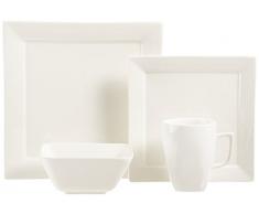 AmazonBasics Service de table carré classique 16 pièces pour 4 personnes Blanc