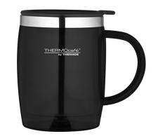 ThermoCafe 450 ML en Plastique et Acier Inoxydable, en pièces Mug de Bureau, Noir, 0.45L