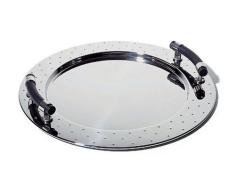 Alessi MGVASS Plateau Rond à Poignées en Acier Brillant avec Poignées en PA - Noir