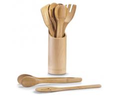 Zeller 25274 Support contenant 7 ustensiles de cuisine en bambou, 9 x 33 cm
