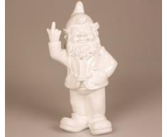 Stoobz Figurine Nain de Jardin avec Doigt dhonneur – pour la Maison & Jardin – Blanc – 15 x 12 x 32 cm