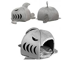 niceEshop(TM) Panier en Forme de Requin avec Matelas pour Chien et Chat (Gris, S)