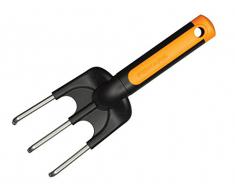 Fiskars Griffe de jardin tri-matière; 3 dents, Longueur: 25 cm, Dents en acier inoxydable, Noir/Orange, Premium, 1000728