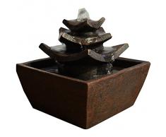 Zen'Light Temple Fontaine d'Intérieur Marron Foncé 16,5 x 16,5 x 15,5 cm