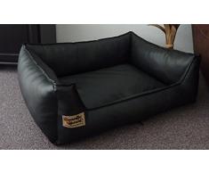 Hundebettenmanufaktur Panier pour Chien en Similicuir Similpelle 70 cm X 50 cm Noir