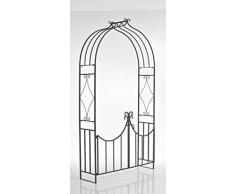 CLP Arche de Jardin avec Portillon VIOLA, Arcade de Jardin en Fer Forgé, Arceau de Jardin en Métal avec Double Porte, Arceau à Rosiers avec Porte, 231 x 122 cm, 6 Couleurs au Choix bronze