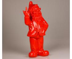 Statuette nain de jardin doigt d'honneur - maison/jardin - 15 x 12 x 32 cm - rouge