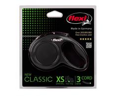 Flexi Laisse rétractable classique pour chien/chat Noir Taille XS 8 kg 3 m