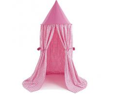 Tente suspendue en coton rose à carreaux