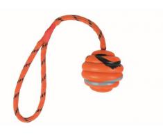 Balle ondulée dure pour chien avec corde,