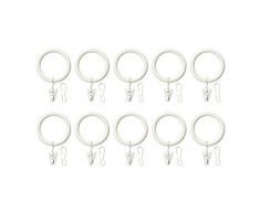 IKEA SYRLIG - anneau de rideau avec pince et crochet, blanc / paquet de 10 - 38 mm