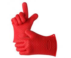 Fenrad® Nouveau 1 paire de Rouge Gant de Cuisine Thermonégatif en Silicone Manique Gants pour à Micro-ondes /Anti-chaleur Vapeur Glove Résistant--Rouge
