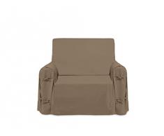 Soleil docre Housse de Fauteuil en Coton Panama Taupe, Ecru, 90 x 270 cm