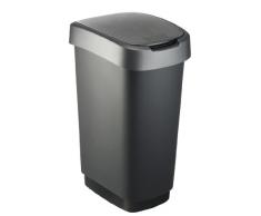 Rotho Twist Poubelle , plastique (PP), noir / anthracite, 50 litres (40,1 x 29,8 x 60,2 cm)