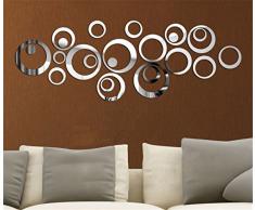 Mercurymall? Miroir autocollant autocollant 3D design moderne conception future metal surface decoration murale vignette salon chambre a coucher (Miroir argent)