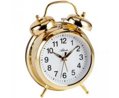 Atlanta Réveil mécanique 2 cloches Boîtier en métal Doré