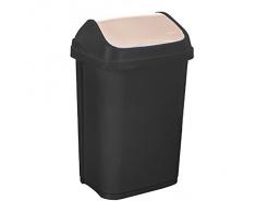 keeeper 2053703 Poubelle Swing-Bin 10 l en Graphite/crème, Plastique, 25 x 19 x 38,5 cm