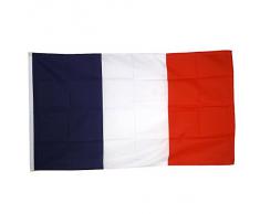 Supportershop France Drapeau de nation avec 2 oeillets métalliques Bleu/Blanc/Rouge 1,50 x 0,90 m