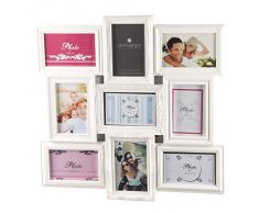 Cadre photo pêle-mêle mural coloris blanc capacité 9 photos