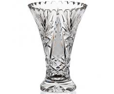 Vase, vase en cristal, collection "VIRNA", 21 cm, faits main, transparent (GERMAN CRYSTAL powered by CRISTALICA)