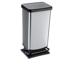 Rotho 7541 Paso Poubelle à pédale 40 L Argent