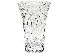 Vase, vase en cristal, collection "LINES", 20 cm, fait à main, transparent, cristal, style moderne (GERMAN CRYSTAL powered by CRISTALICA)
