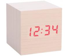 Kikkerland KKAC22-EU Horloge Réveil LED Bois Blanc