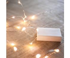 Guirlande Lumineuse à Piles avec 20 Micro LED Blanc Chaud sur Câble Argenté par Lights4fun