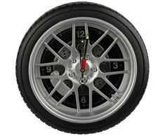 Out of the blue Pneu Auto Horloge Murale Avec 16 Bleu Lampes À Led