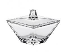 Bonbonnière, Bol de bonbons et sucrés en cristal, Bocal bonbons et biscuits, Boîte en cristal, Collection "Klara", 11 cm,verre, transparent, style moderne - unique (GERMAN CRYSTAL powered by CRISTALICA)