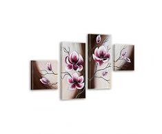 Bilderdepot24 "magnolia M3" tableau peinture, sur toile, peint à la main, 80x50cm ensemble de 4 pièces 104