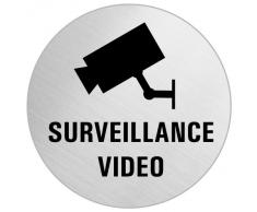 OFFORM Plaque de Porte Pictogramme Surveillance Videoacier inox brossé Ø 75 mm No.39130