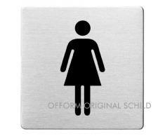 OFFORM Plaque de porte en acier inox brossé, pictogramme "WC Femmes", 85x85 mm No.8926